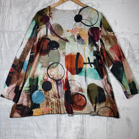 Jess & Jane Women's “Toscana” Tunic Top XL Gray Multi Lagenlook Pullover - Picture 2 of 13